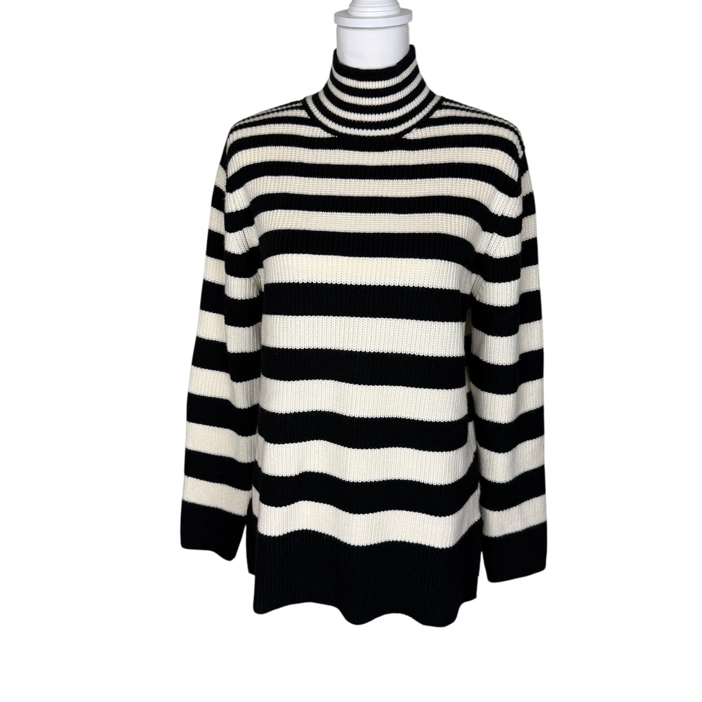 INDUSTRY Republic Clothing Black‎ Cream Striped Turtleneck Sweater M/M